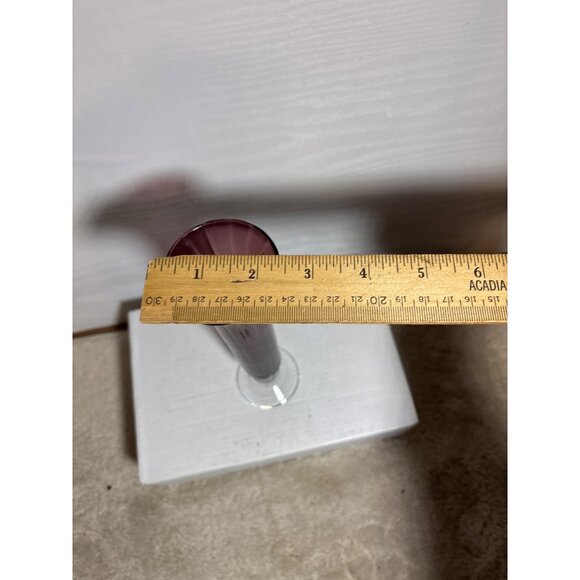 Glass Bud Vase Amethyst Purple With Clear Pedestal Base Elegant Flared Design 10 - Picture 6 of 7